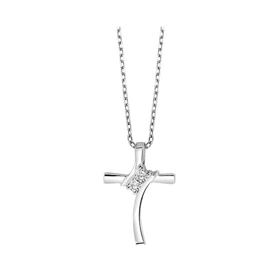 Silver Diamond Cross Pendant