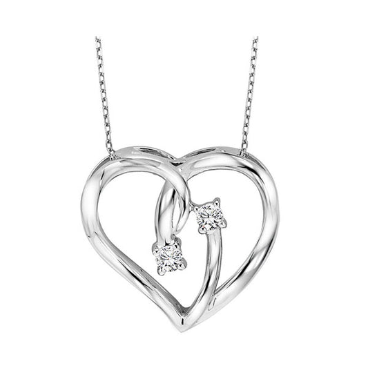 Silver Diamond Heart Necklace